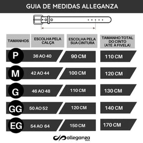 Cinto Masculino de Couro Legítimo Allegante Plus (105cm a 170cm)